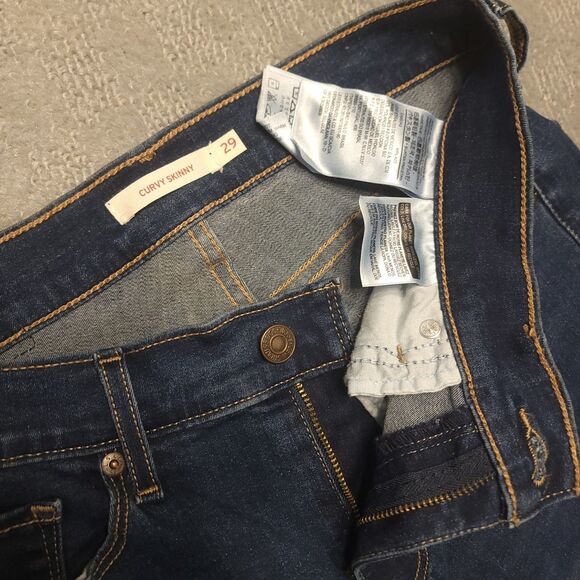 Levis Curvy Skinny Womens 29 (29X29) Jeans Mid Rise Stretch Blue Denim - Picture 9 of 11